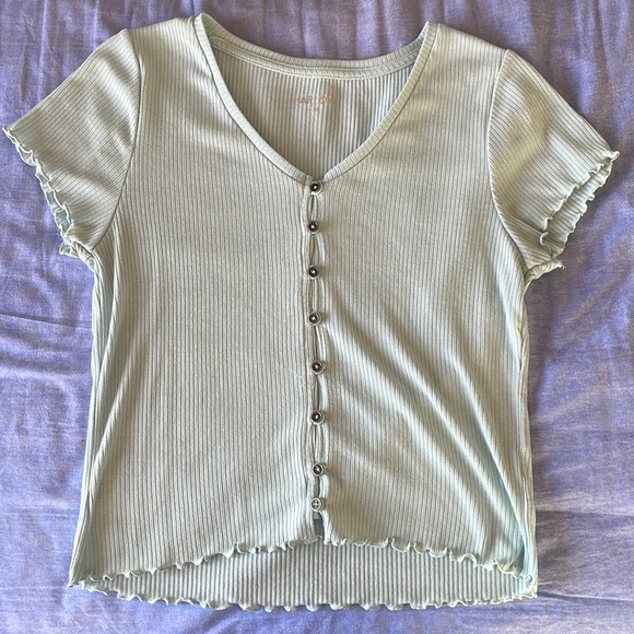 Teal button down showet sleeve - Picture 1 of 2